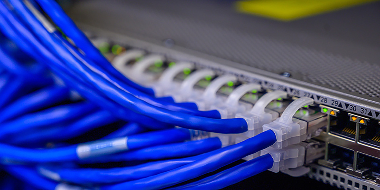 Detail shot of cords inserted into equipment
