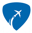 Aviator badge showing a white airplane icon against a blue background